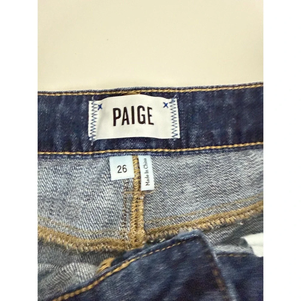 Paige Jimmy Jimmy Denim Shorts Dark Wash Cuffed Distressed Size 26